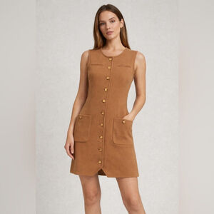 Z Spoke by Zac Posen Camel Gold Button Dress XS